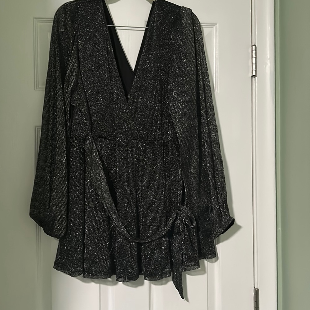 Torrid black metallic baby doll top